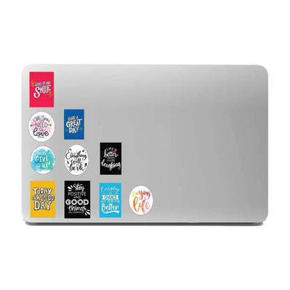 Rainbow Quotes Themed Stickers on laptop