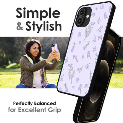 Lavender Floral Ditsy - Glossy Metal Silicone Case For Apple iPhone Infographic