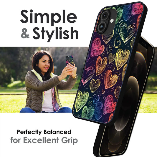 Neon Love Scribble - Glossy Metal Silicone Case For Apple iPhone Infographic