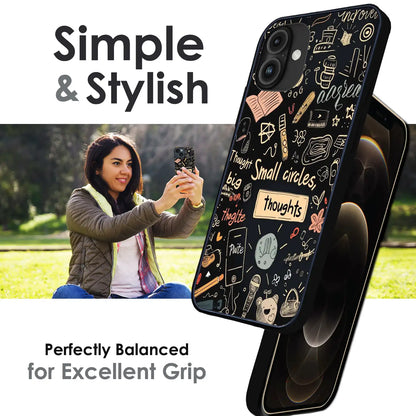Thought Doodle Noir - Glossy Metal Silicone Case For Apple iPhone Infographic