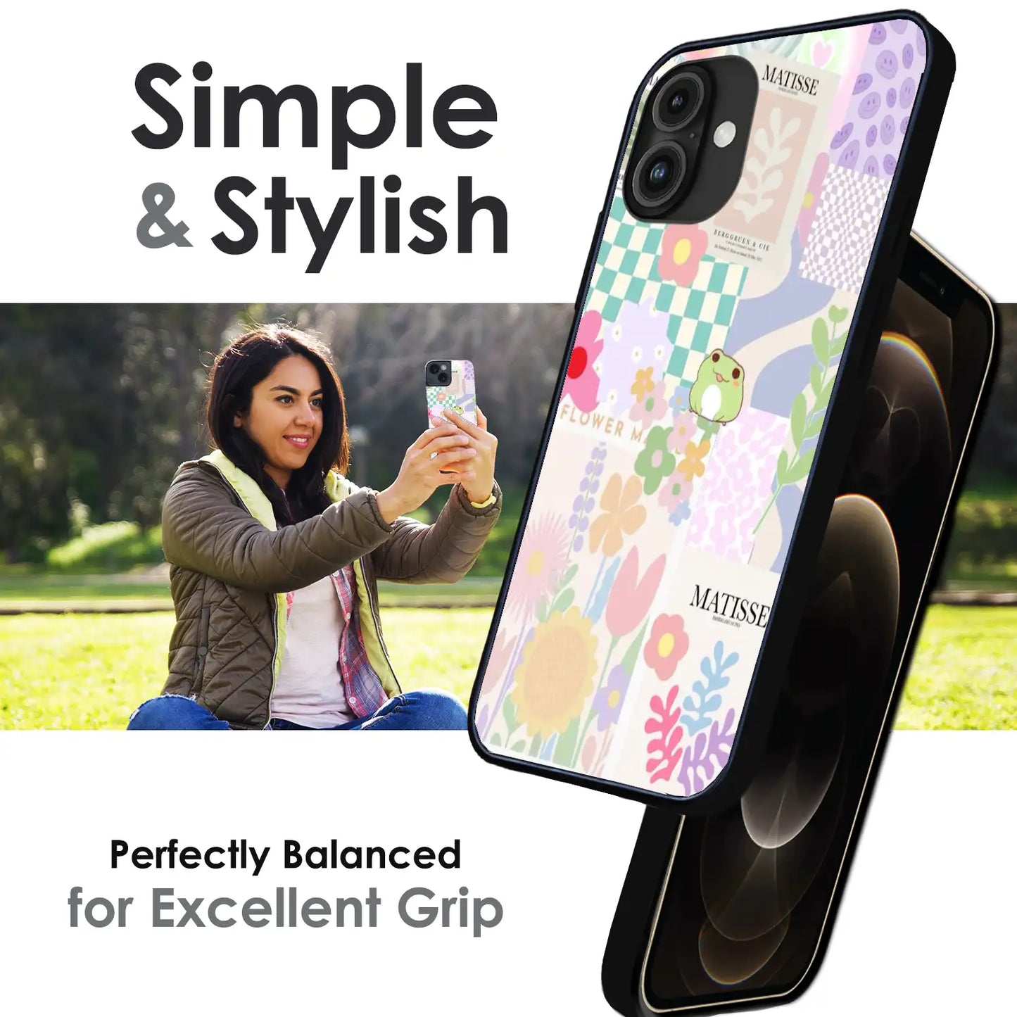Cute Pastel Floral Collage Art - Glossy Metal Silicone Case For Apple iPhone Infographic