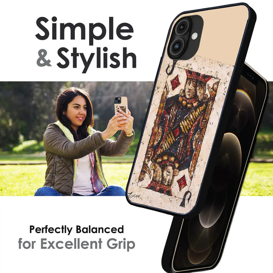 Vintage Playing Card King Art - Glossy Metal Silicone Case For Apple iPhone Infographic