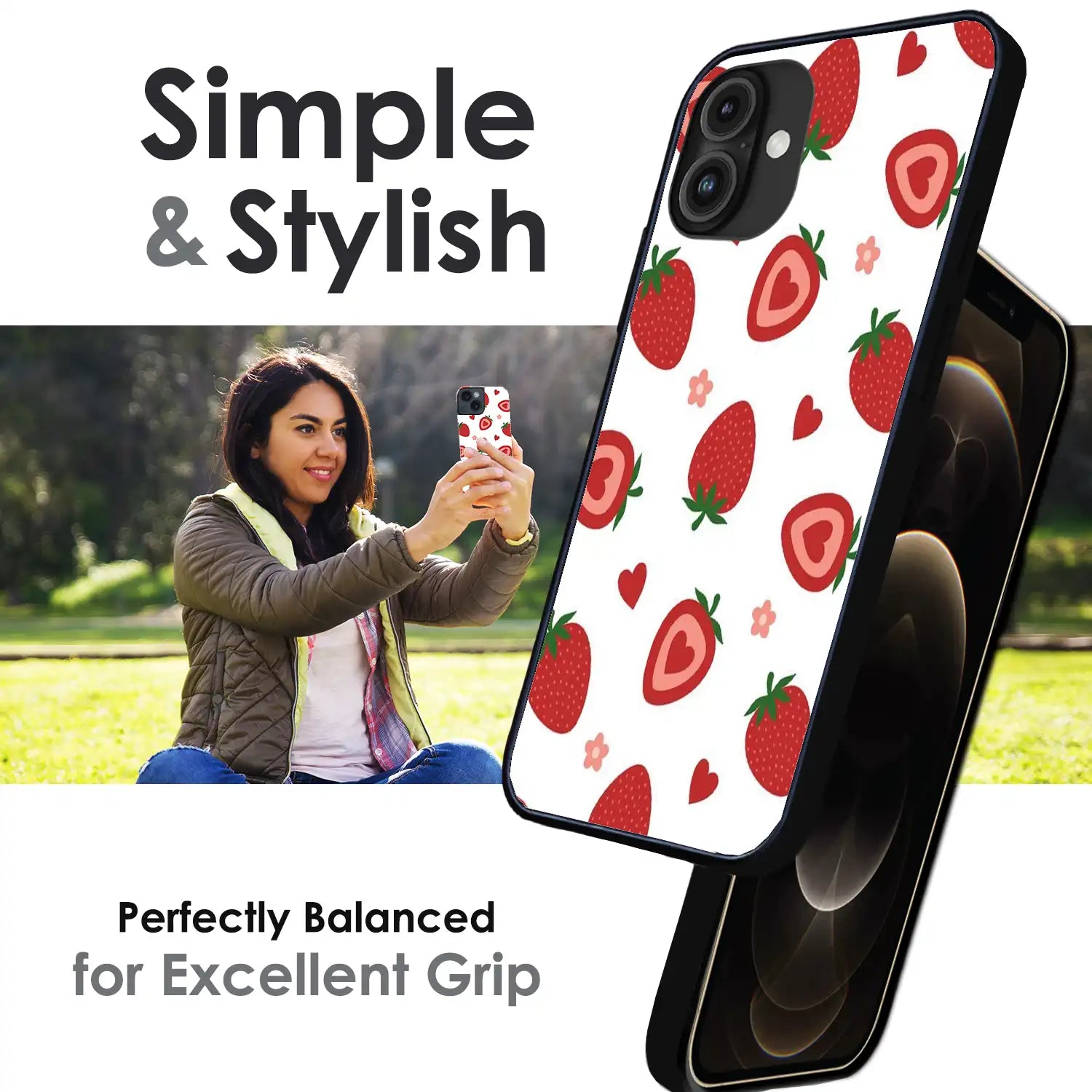 Strawberry - Glossy Metal Silicone Case For Apple iPhone Infographic