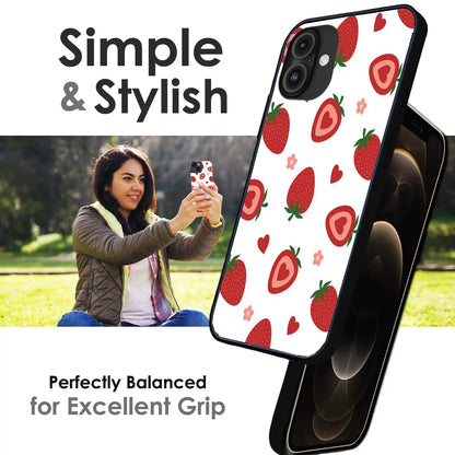 Strawberry - Glossy Metal Silicone Case For Apple iPhone Infographic