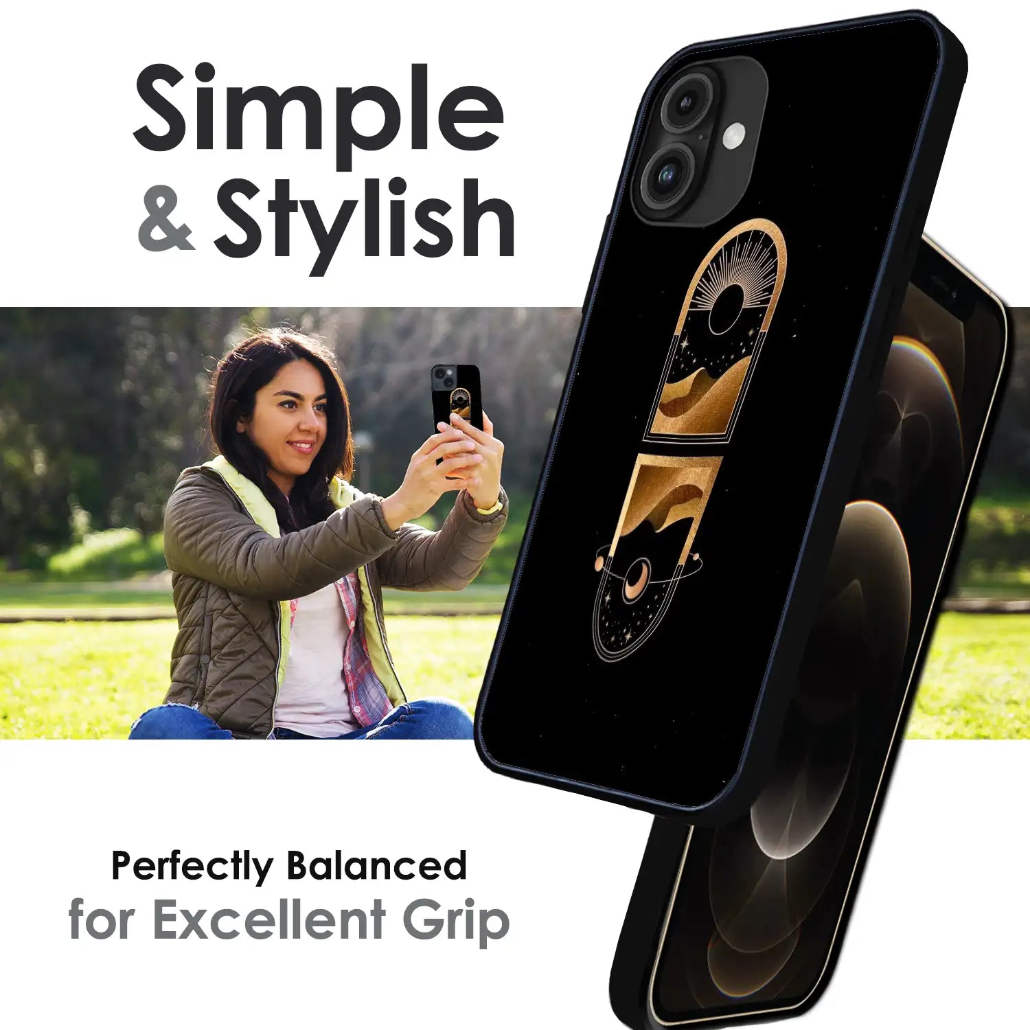 Golden Geometry - Glossy Metal Silicone Case For Apple iPhone Infographic