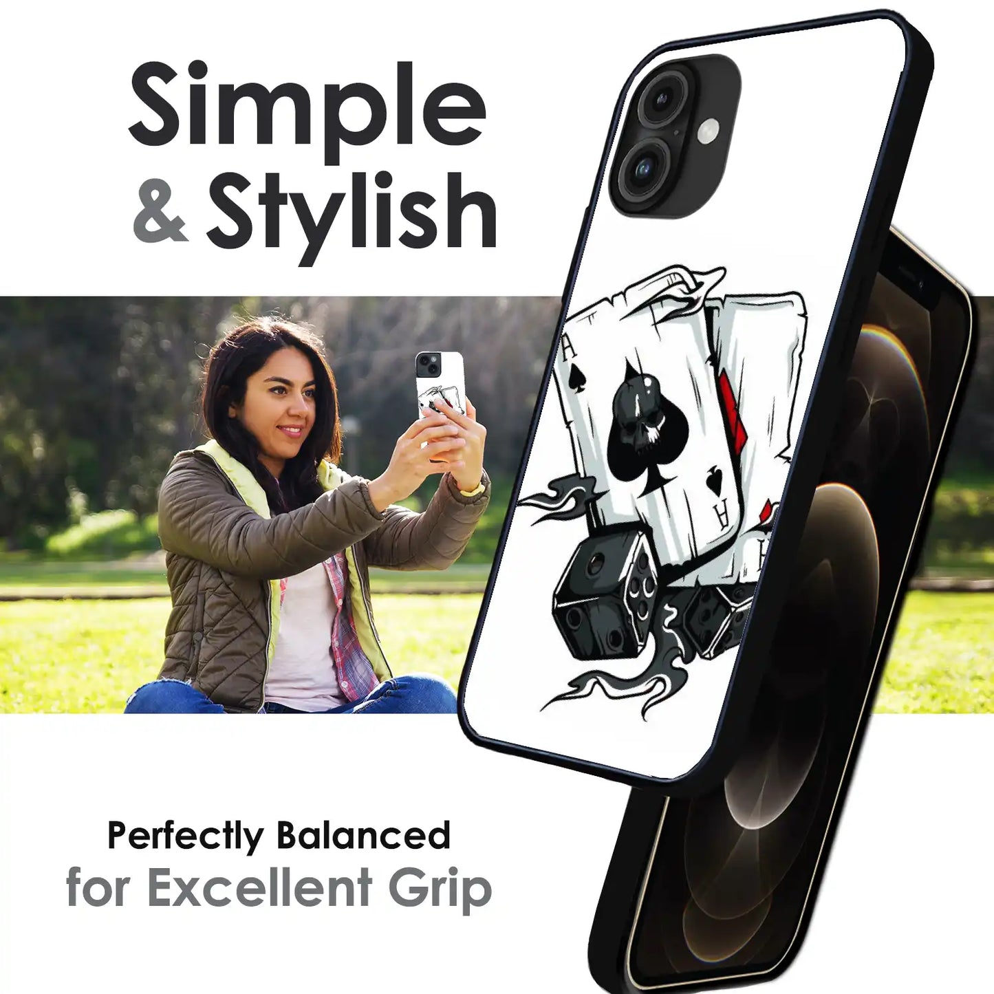 Aces & Dice - Glossy Metal Silicone Case For Apple iPhone Infographic