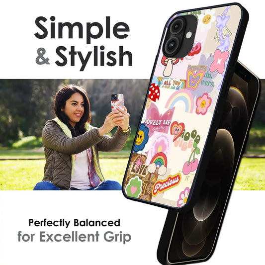 Kawaii Sticker Pop - Glossy Metal Silicone Case For Apple iPhone Infographic