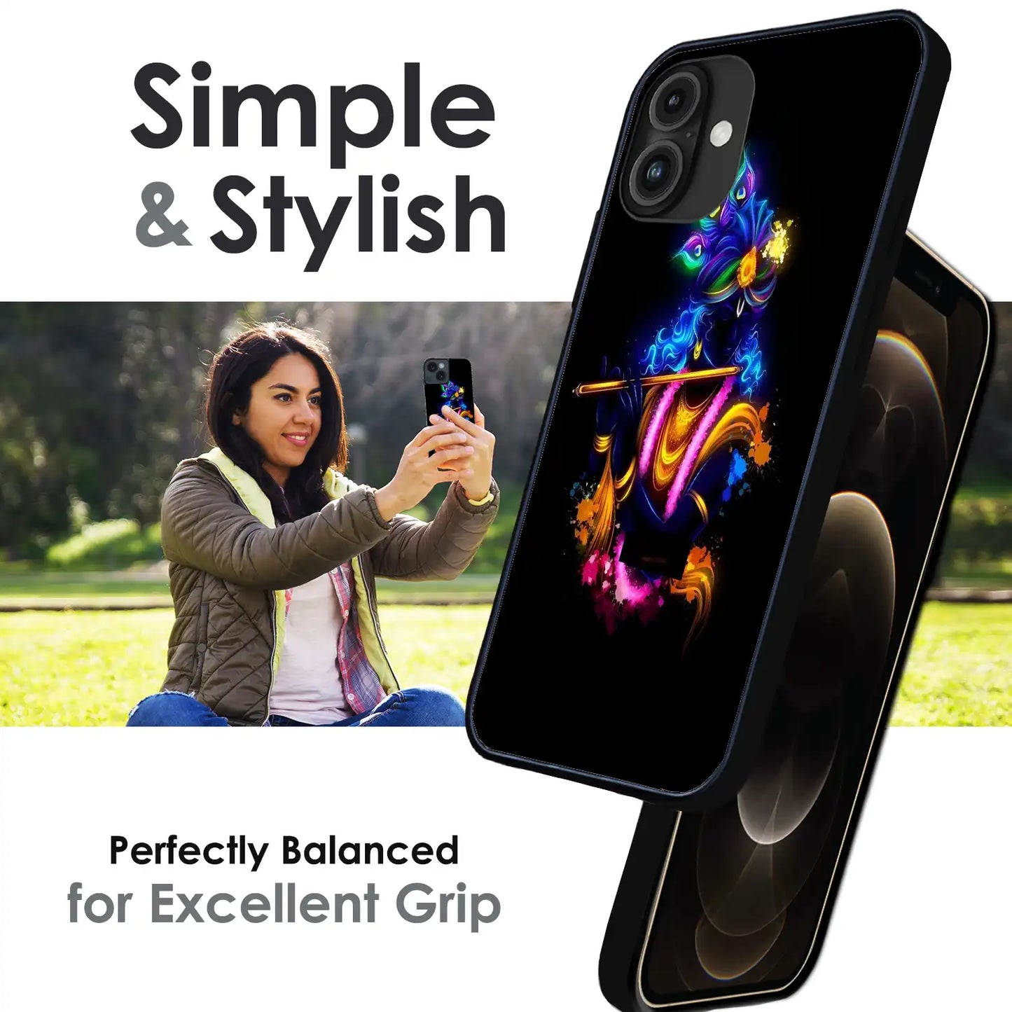 Abstract Krishna - Glossy Metal Silicone Case For Apple iPhone Infographic