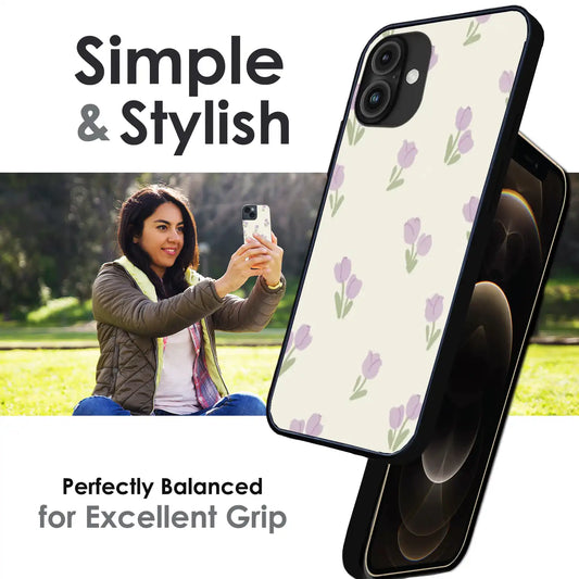 Minimal Tulip Pattern - Glossy Metal Silicone Case For Apple iPhone Infographic