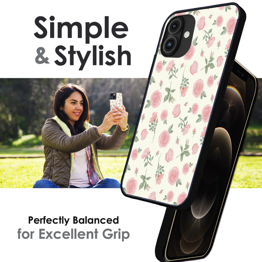 Soft Pink Rose Bloom - Glossy Metal Silicone Case For Apple iPhone Infographic
