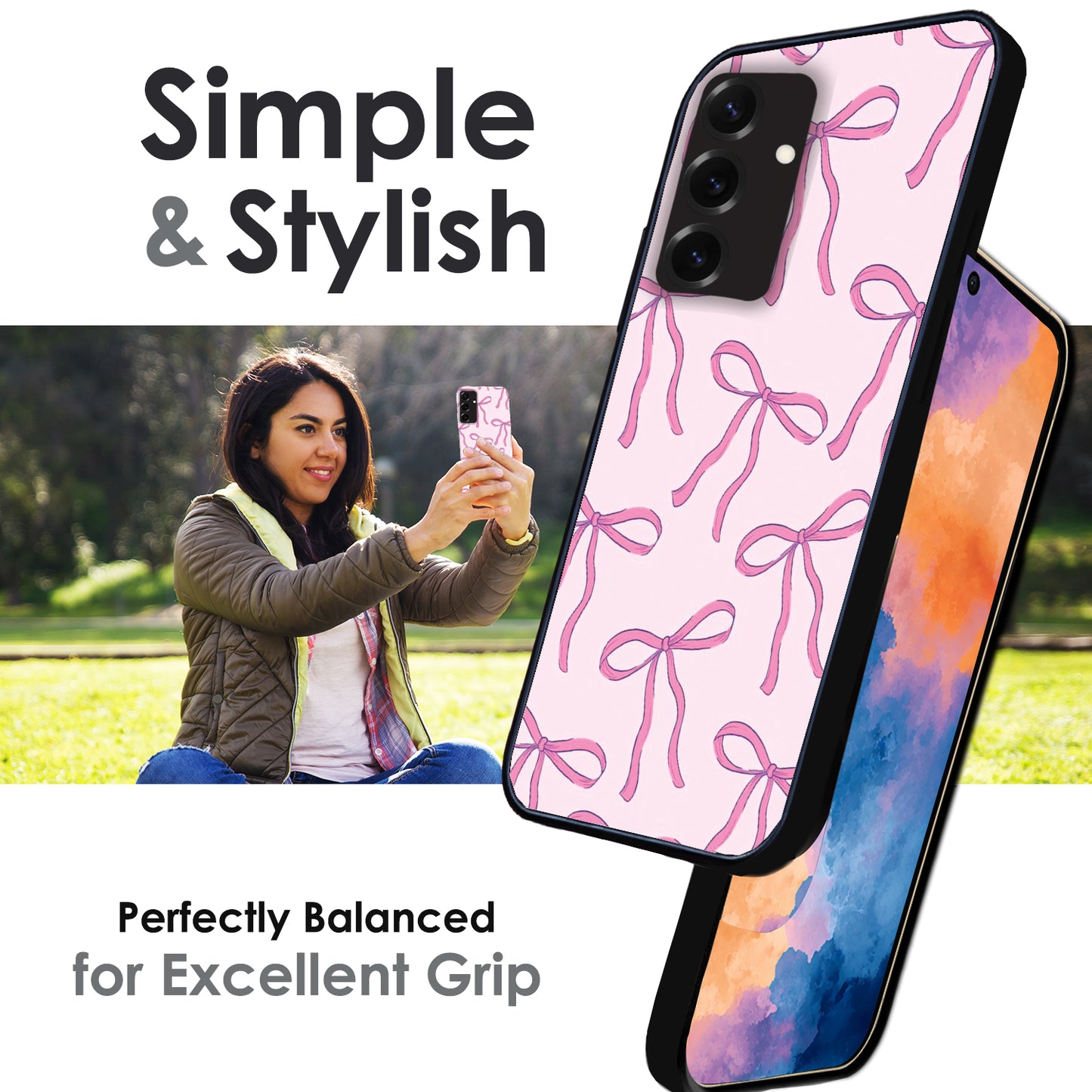 Pink Bows - Glossy Metal Silicone Cases for Samsung