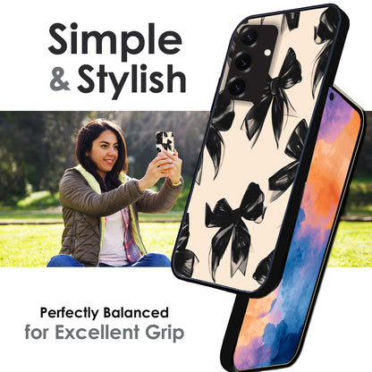 Black Bows - Glossy Metal Silicone Cases for Samsung