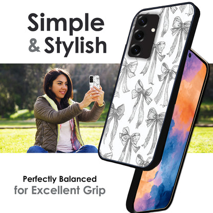 White Bows - Glossy Metal Silicone Cases for Samsung