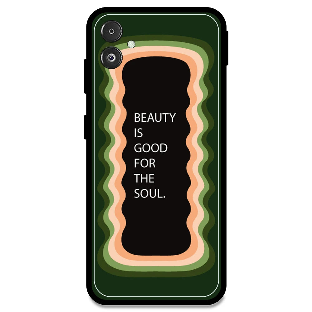 'Beauty Is Good For The Soul' - Olive Green Armor Case For Samsung Models Samsung F14 5G