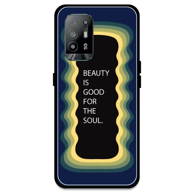 'Beauty Is Good For The Soul' - Dark Blue Armor Case For Oppo Models Oppo A94 5G