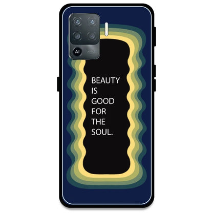 'Beauty Is Good For The Soul' - Dark Blue Armor Case For Oppo Models Oppo F19 Pro