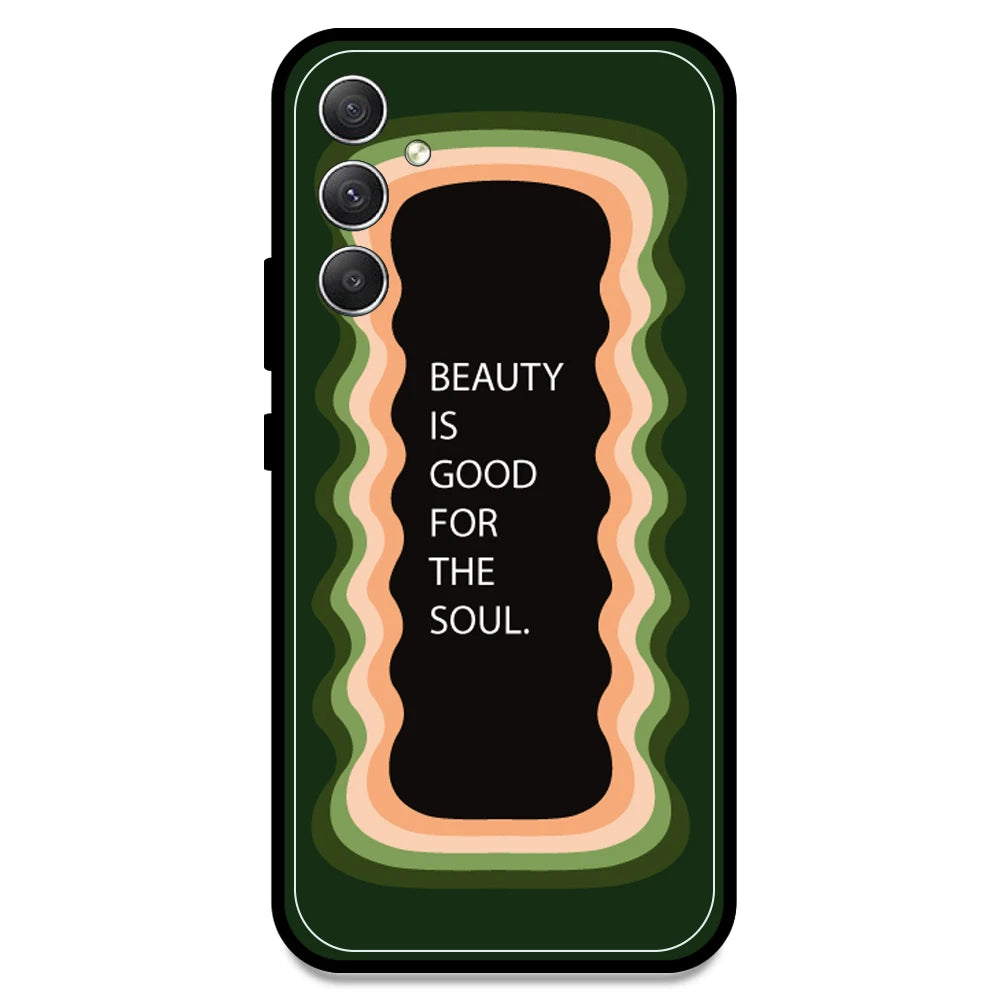 'Beauty Is Good For The Soul' - Olive Green Armor Case For Samsung Models Samsung A34 5G