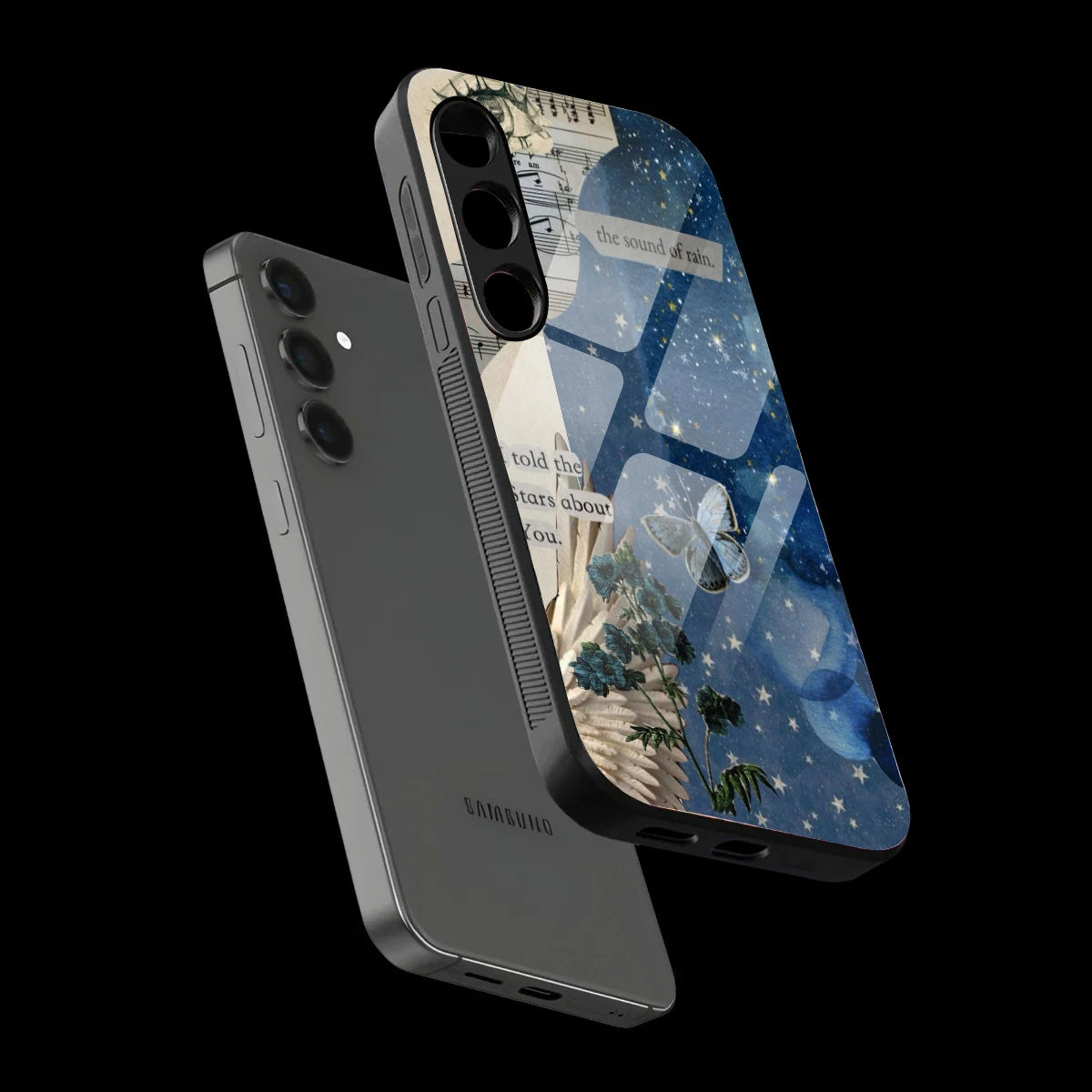Midnight Butterfly Aesthetic - Glass Case For Samsung Galaxy Infographic