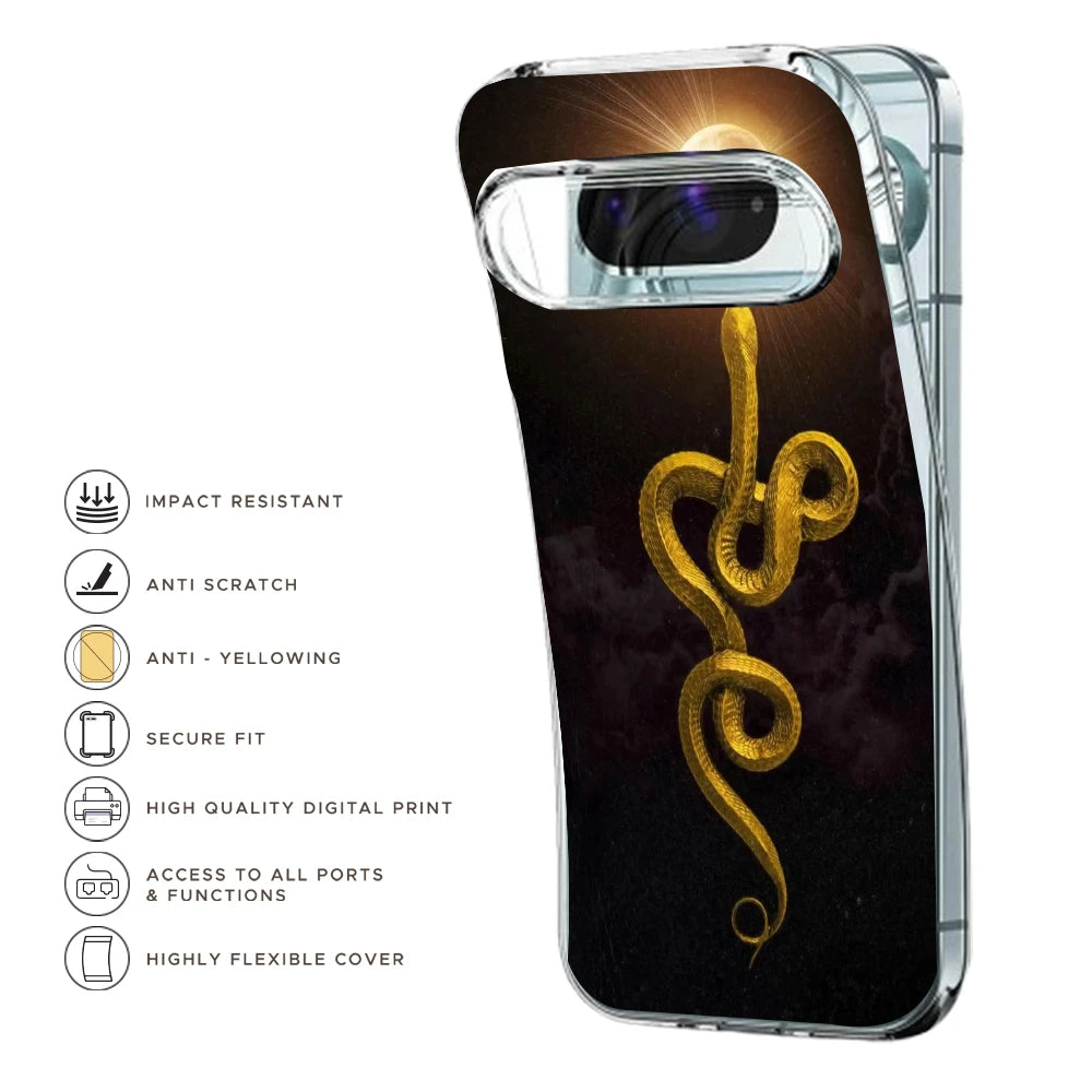 Golden Serpent - Printed Silicone Case For Google Pixel Infographic