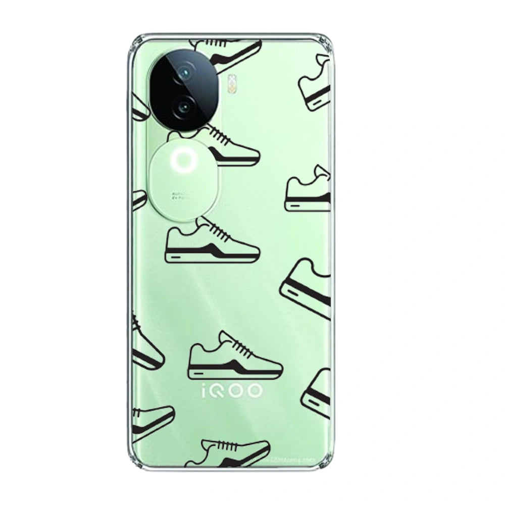 Black Sneakers - Clear Printed Silicone Case For IQOO Infographic