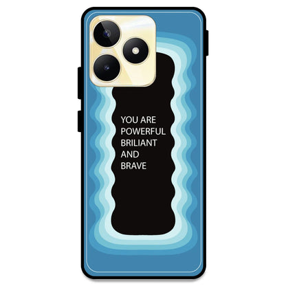 'You Are Powerful, Brilliant & Brave' - Blue Armor Case For Realme Models Realme Narzo N53