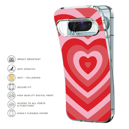 Red Hearts - Printed Silicone Case For Google Pixel 9 Infographic