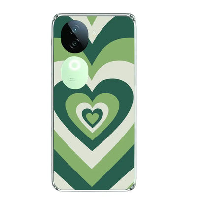 Dark Green Hearts - Printed Silicone Case For IQOO Infographic