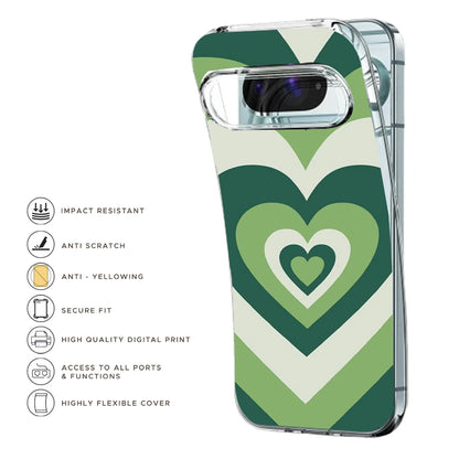 Dark Green Hearts - Printed Silicone Case For Google Pixel Infographic