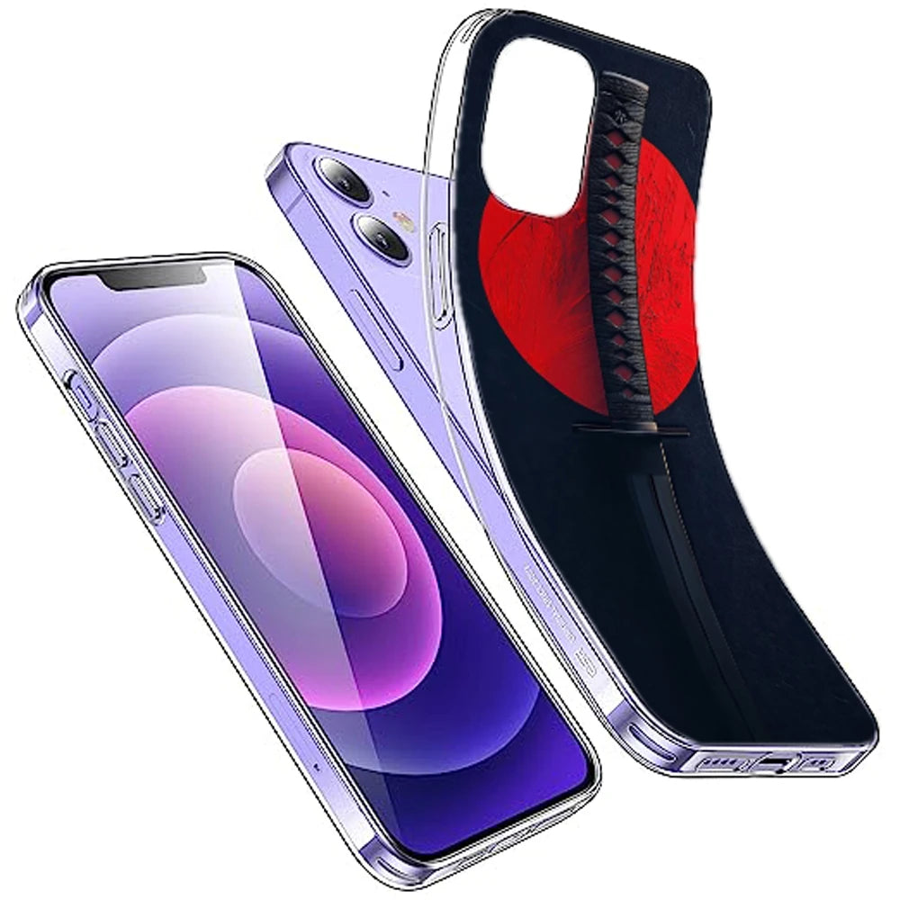 Katana Minimal Japanese Aesthetic - Printed Silicone Case For Apple iPhone Infographic