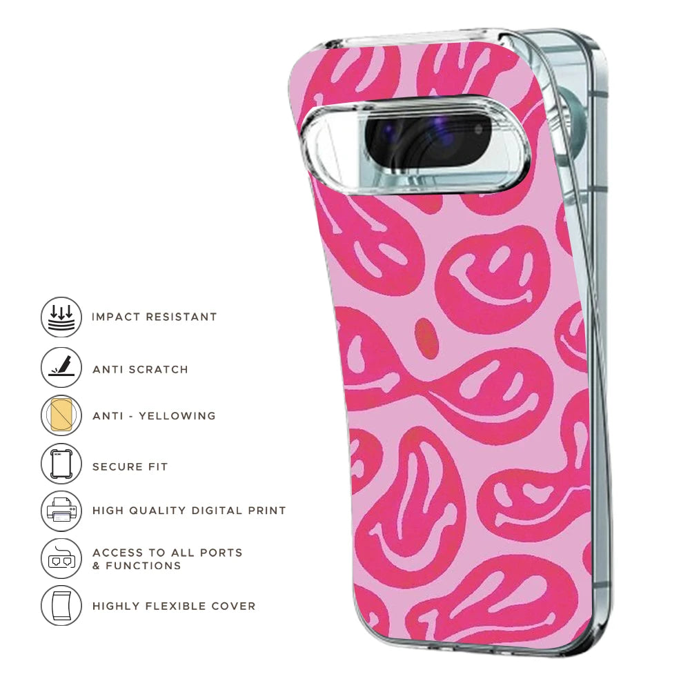Pink Smilies - Printed Silicone Case For Google Pixel Infographic
