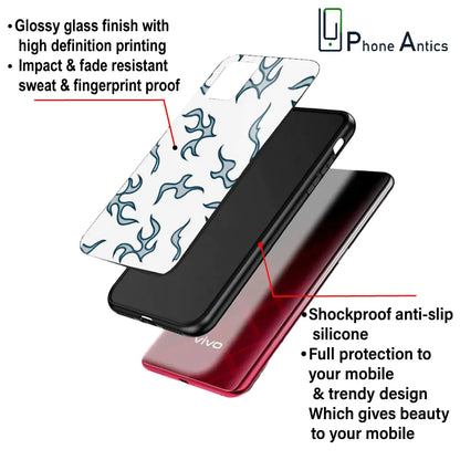 'White And Blue Flames - Glass Case For Apple iPhone Infographic