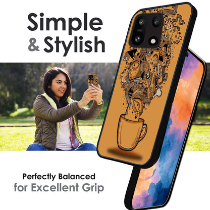 Abstract Coffee Doodle - Glossy Metal Silicone Cases for OnePlus Models