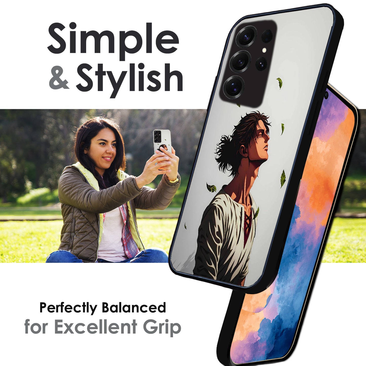 Anime Wanderer Aesthetic - Glossy Metal Silicone Cases for Samsung Models