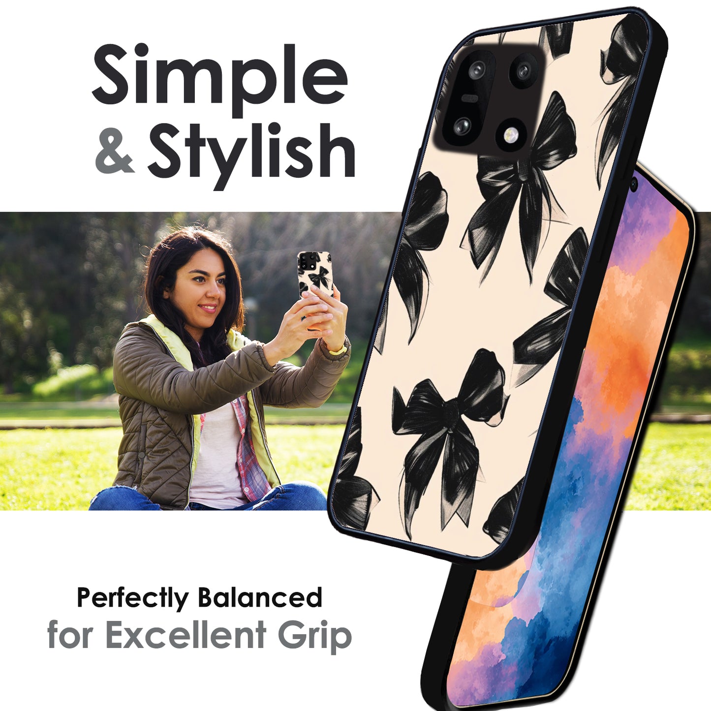 Black Bows - Glossy Metal Silicone Cases for Oneplus