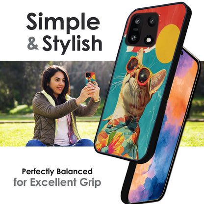 Cool Cat Summer - Glossy Metal Silicone Cases for OnePlus Models
