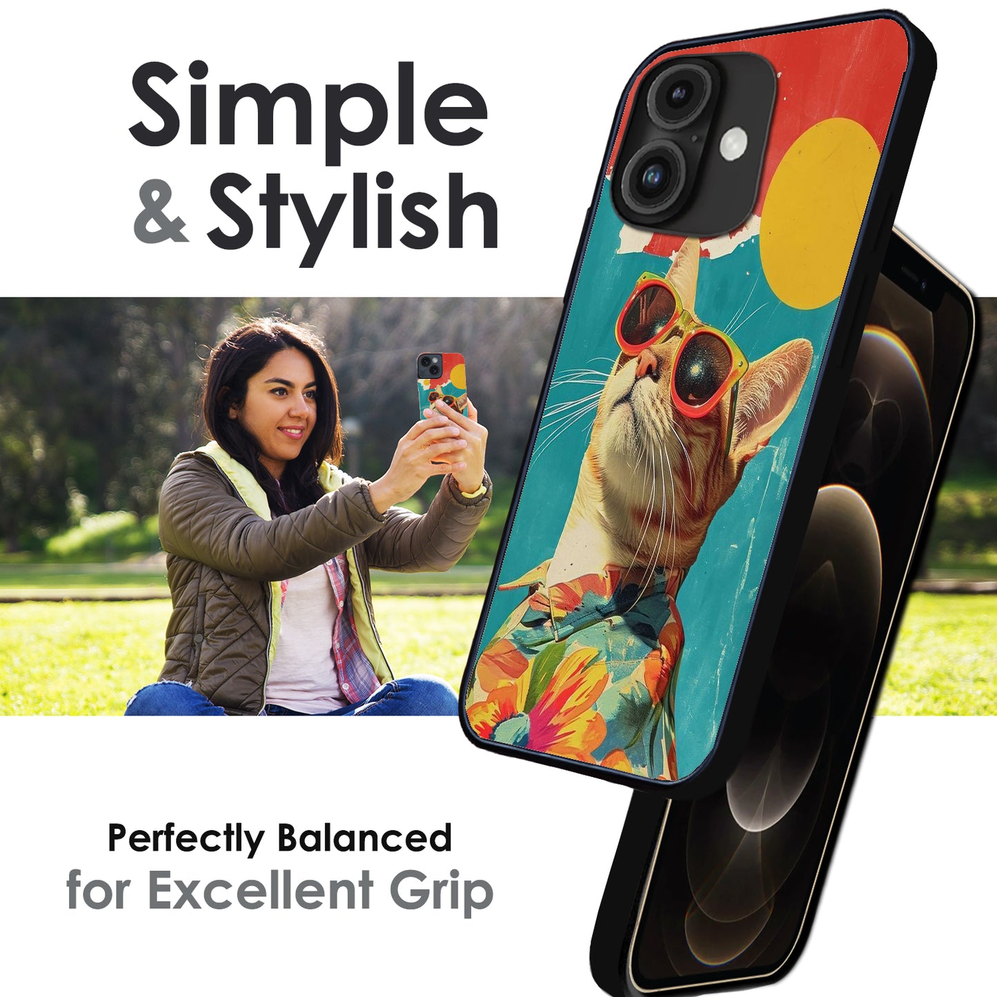 Cool Cat Summer - Glossy Metal Silicone Cases for Apple iPhone
