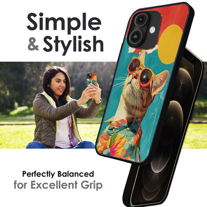 Cool Cat Summer - Glossy Metal Silicone Cases for Apple iPhone