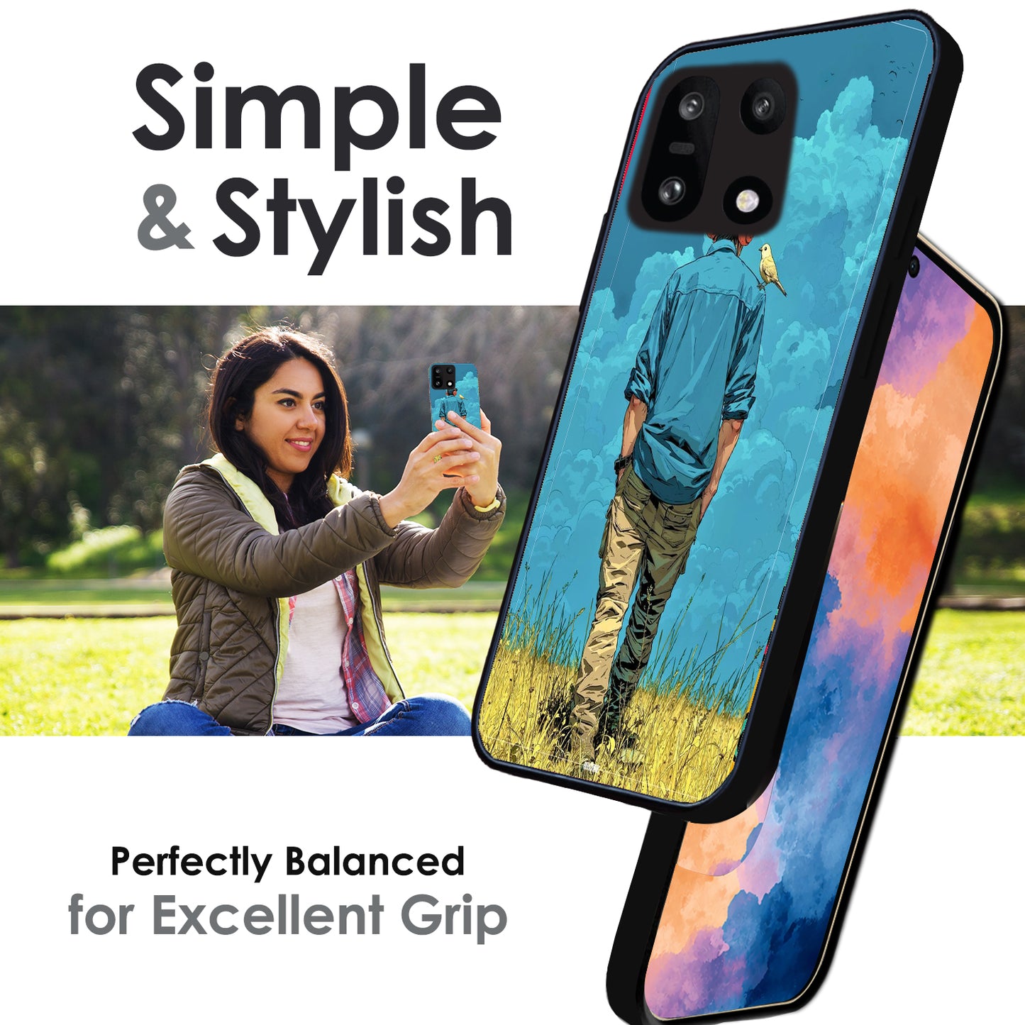 Dreamer in Blue Clouds - Glossy Metal Silicone Cases for OnePlus Models