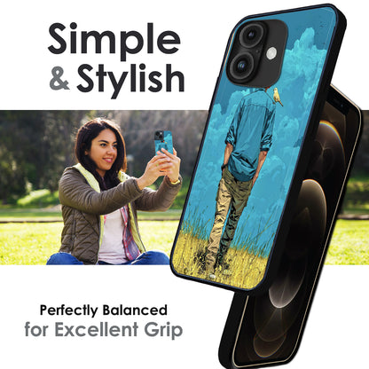 Dreamer in Blue Clouds - Glossy Metal Silicone Cases for Apple iPhone