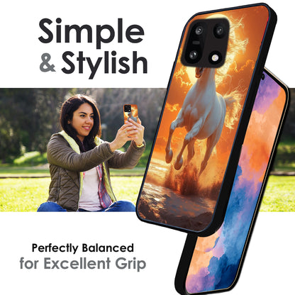 Majestic White Horse Sunset - Glossy Metal Silicone Cases for OnePlus Models