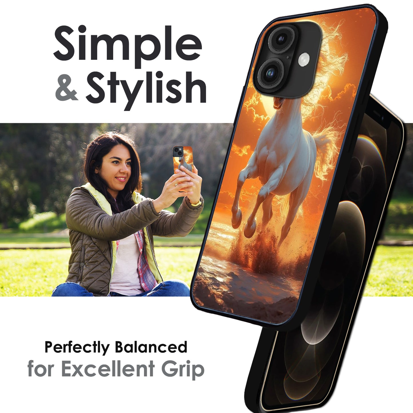 Majestic White Horse - Glossy Metal Silicone Cases for Apple iPhone