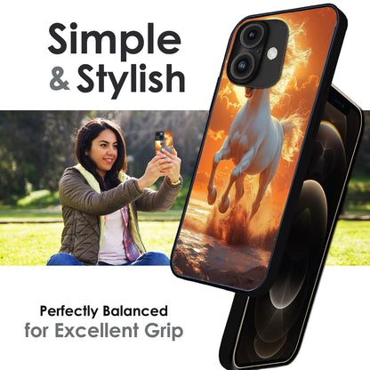 Majestic White Horse - Glossy Metal Silicone Cases for Apple iPhone