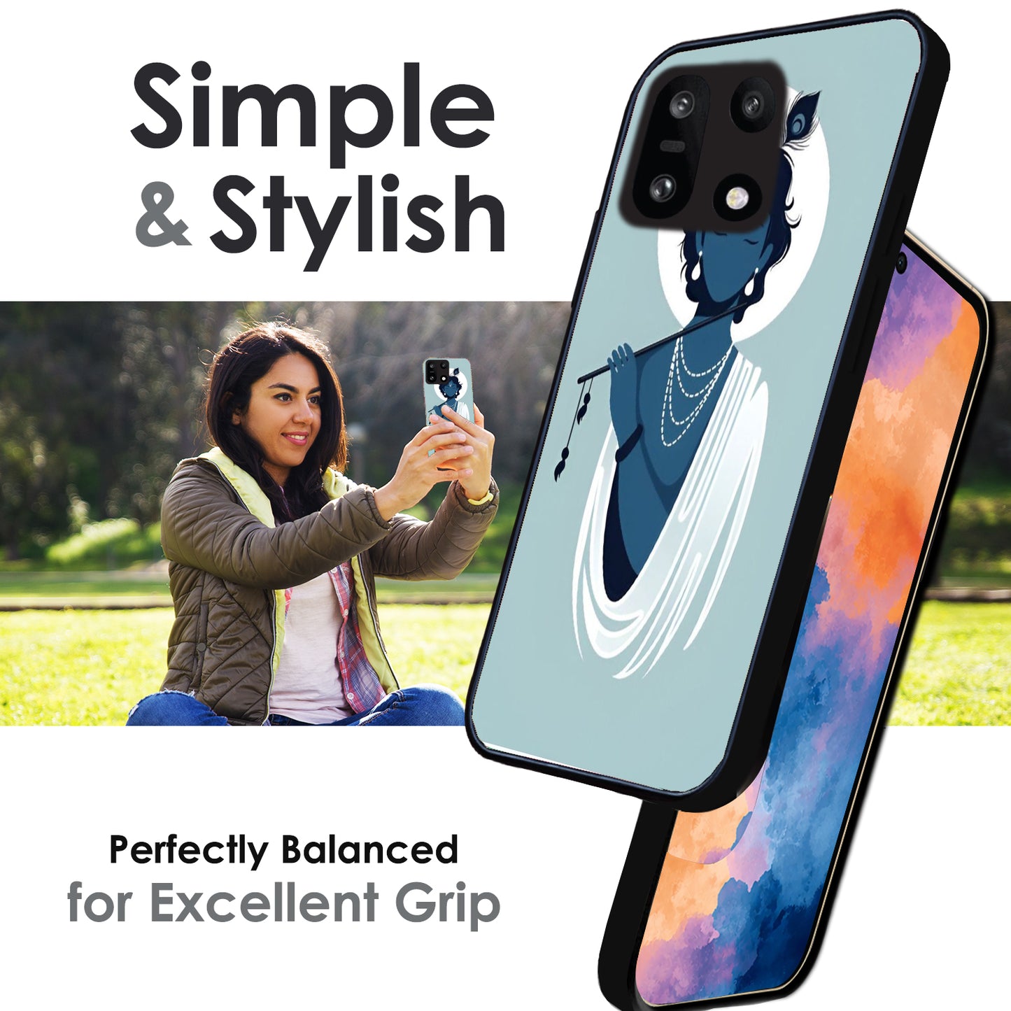 Minimal Krishna Flute Art - Glossy Metal Silicone Cases for OnePlus Models