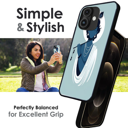 Minimal Krishna Flute Art - Glossy Metal Silicone Cases for Apple iPhone