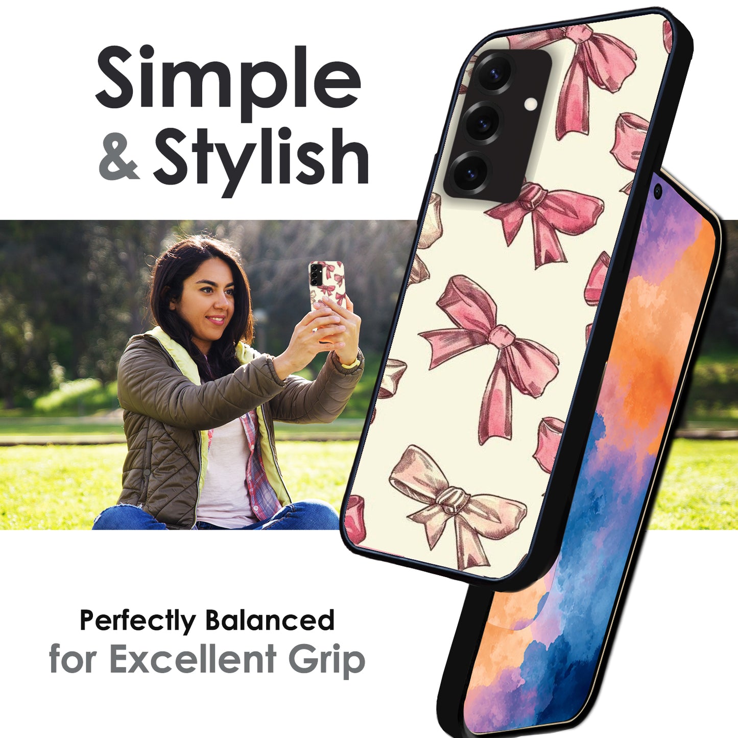 Pastel Pink Bows - Glossy Metal Silicone Cases for Samsung