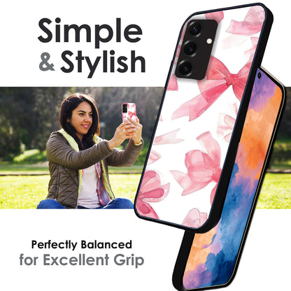 Cute Pink Bows - Glossy Metal Silicone Cases for Samsung