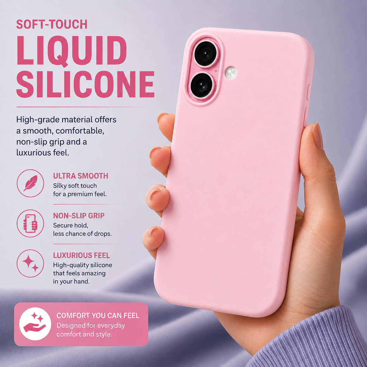 Sand Pink Liquid Silicone Case For Apple iPhone Models