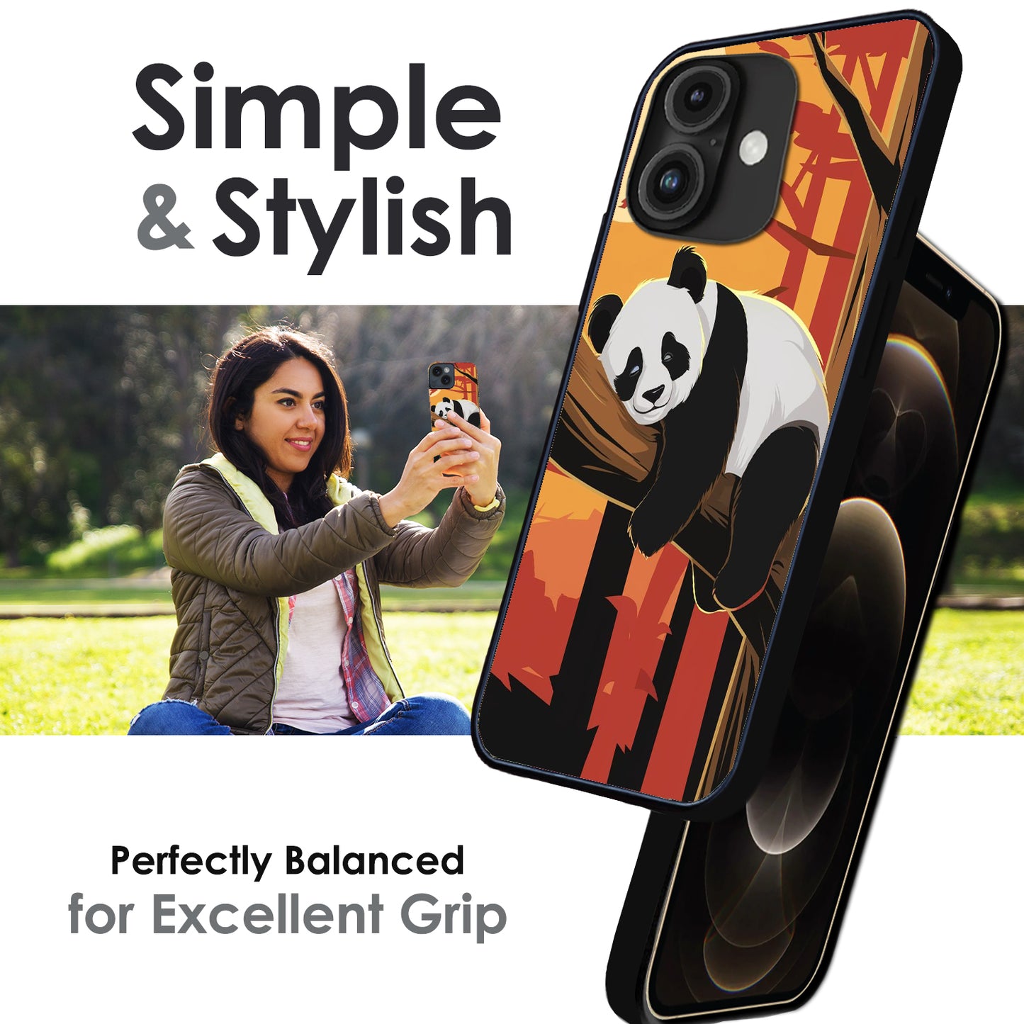 Sleeping Panda Sunset - Glossy Metal Silicone Cases for Apple iPhone