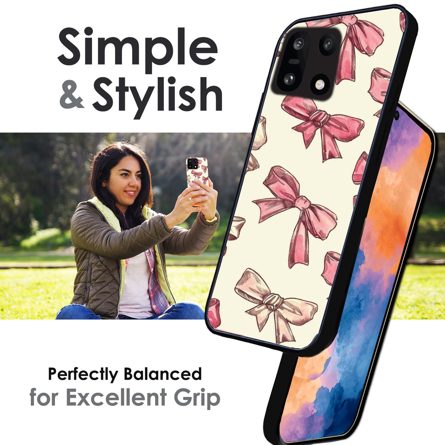 Pastel Pink Bows - Glossy Metal Silicone Cases for Oneplus