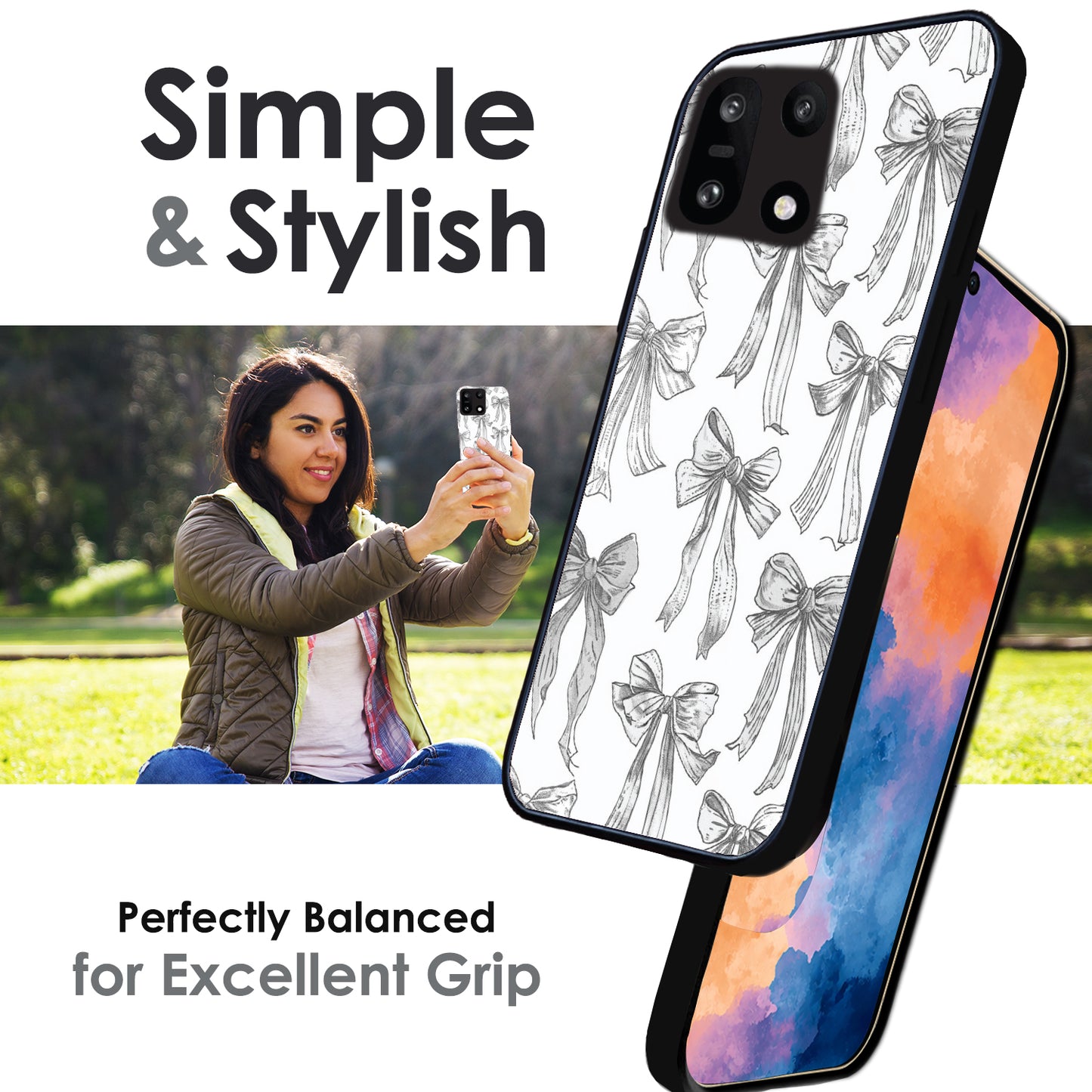 White Bows - Glossy Metal Silicone Cases for Oneplus